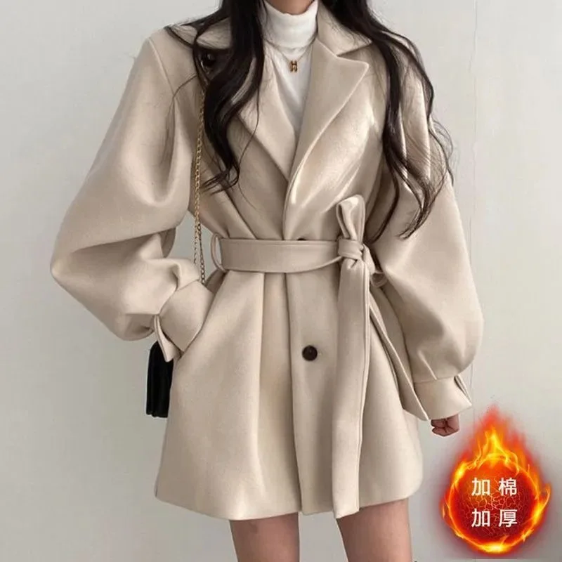 2023 Autumn/Winter New Women's Unisex Mid Length Double Breasted Windbreaker Woolen Coat Coat