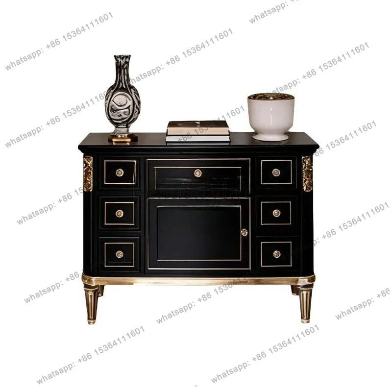 

French light luxury solid wood entrance cabinet entrance to the wall, American corridor aisle decoration sideboard