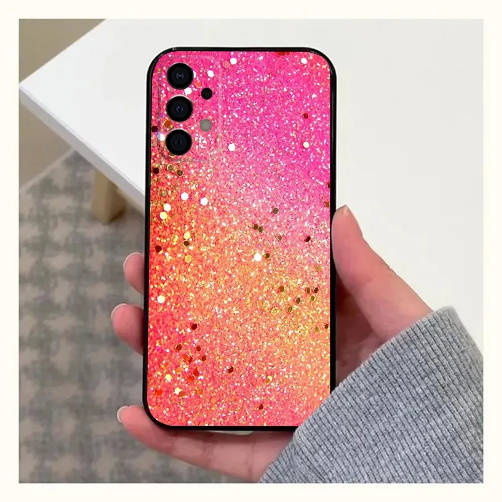 Pink Glitter Color Phone Case For Samsung Galaxy A13,A21s,A22,A31,A32,A52,A53,A71,A80,A91 Soft Black Shell