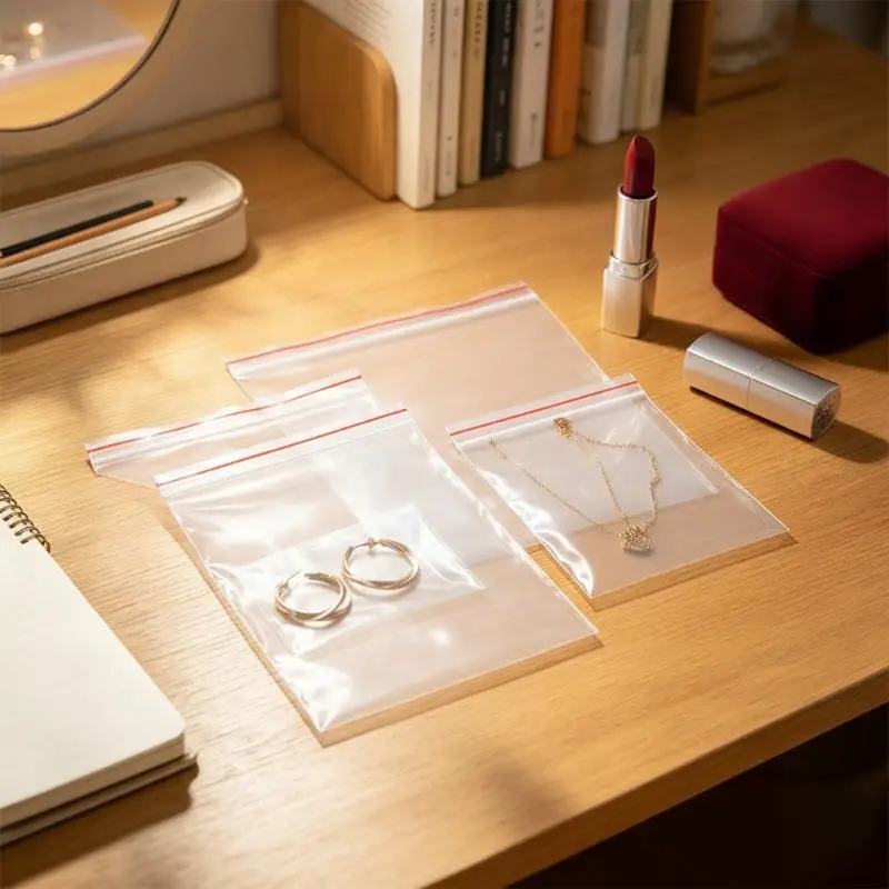 100pcs Self Sealed Bags Plastic Storage Bag For Jewelry Food Pills Transparent Zipper Storage Bag Package Pouches