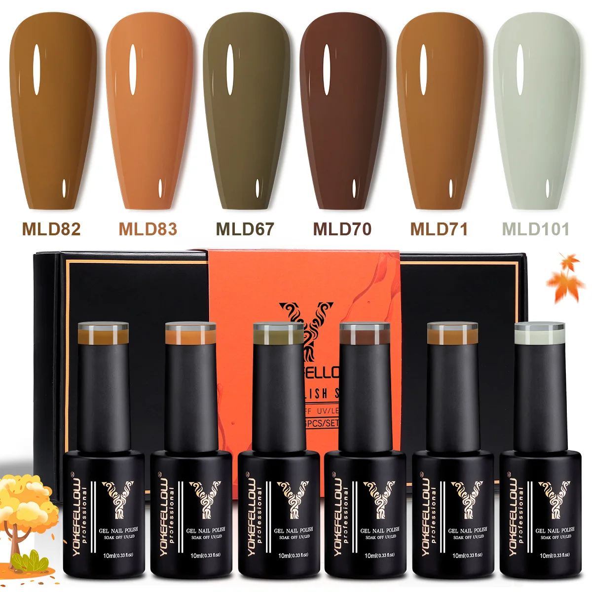 YOKEFELLOW 6PCS Blue Grey Gel Nail Polish Fall Winter Gel Nail Polish Semi Permanent Soak Off Nail Art For Manicure Gel Varnish