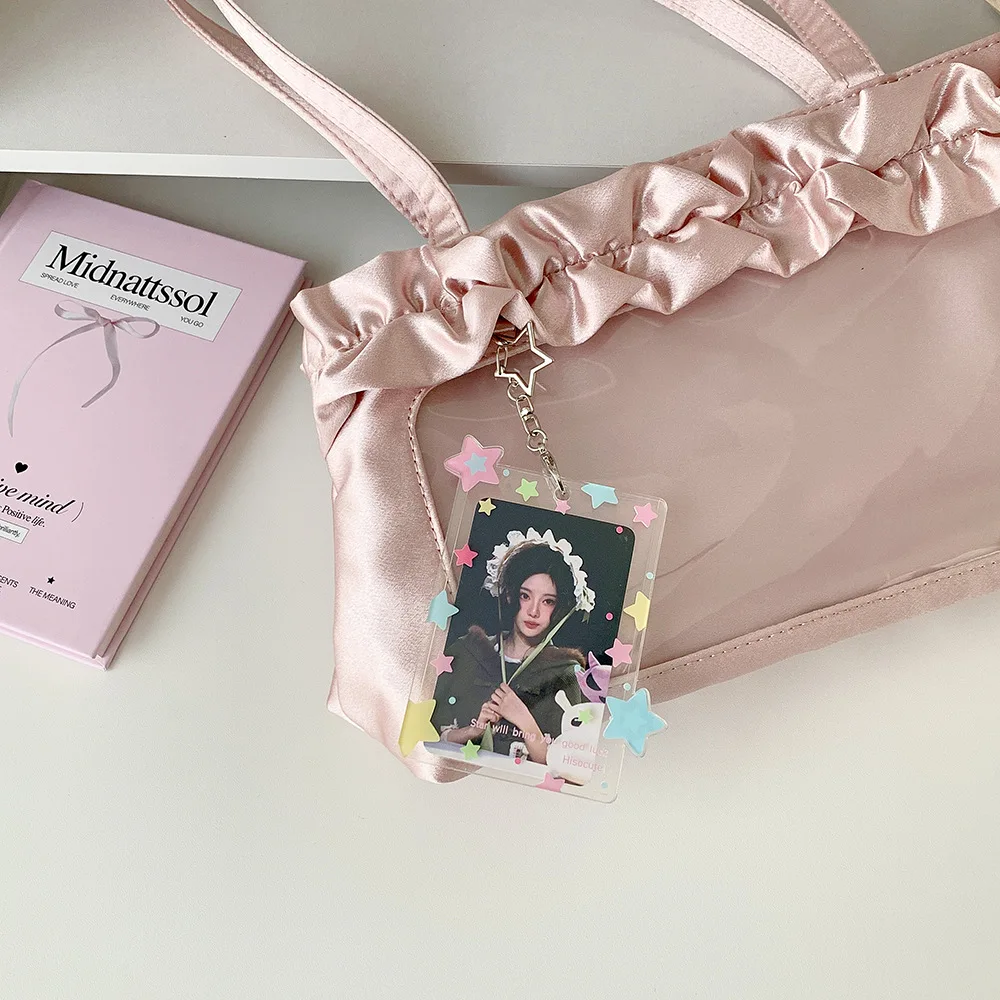 Cute Idol Photocard Display Pendant Transparent Acrylic Card Holder with Star Girls 3-Inch Photo Card Hard Case Cover Bag Decor