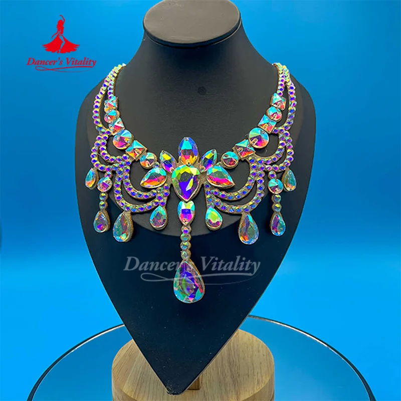 

Belly Dance Jewelry Women's High End Luxury AB Stones Necklace and Earrings Adult and Children's Dancing Competition Accessories