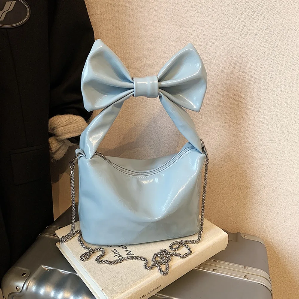 

Модная сумка через плечо с бантом на молнии в стиле Y2k, корейский стиль, сумка подмышки, сумка на одно плечо, большая сумка из искусственной кожи с бантом на каждый день