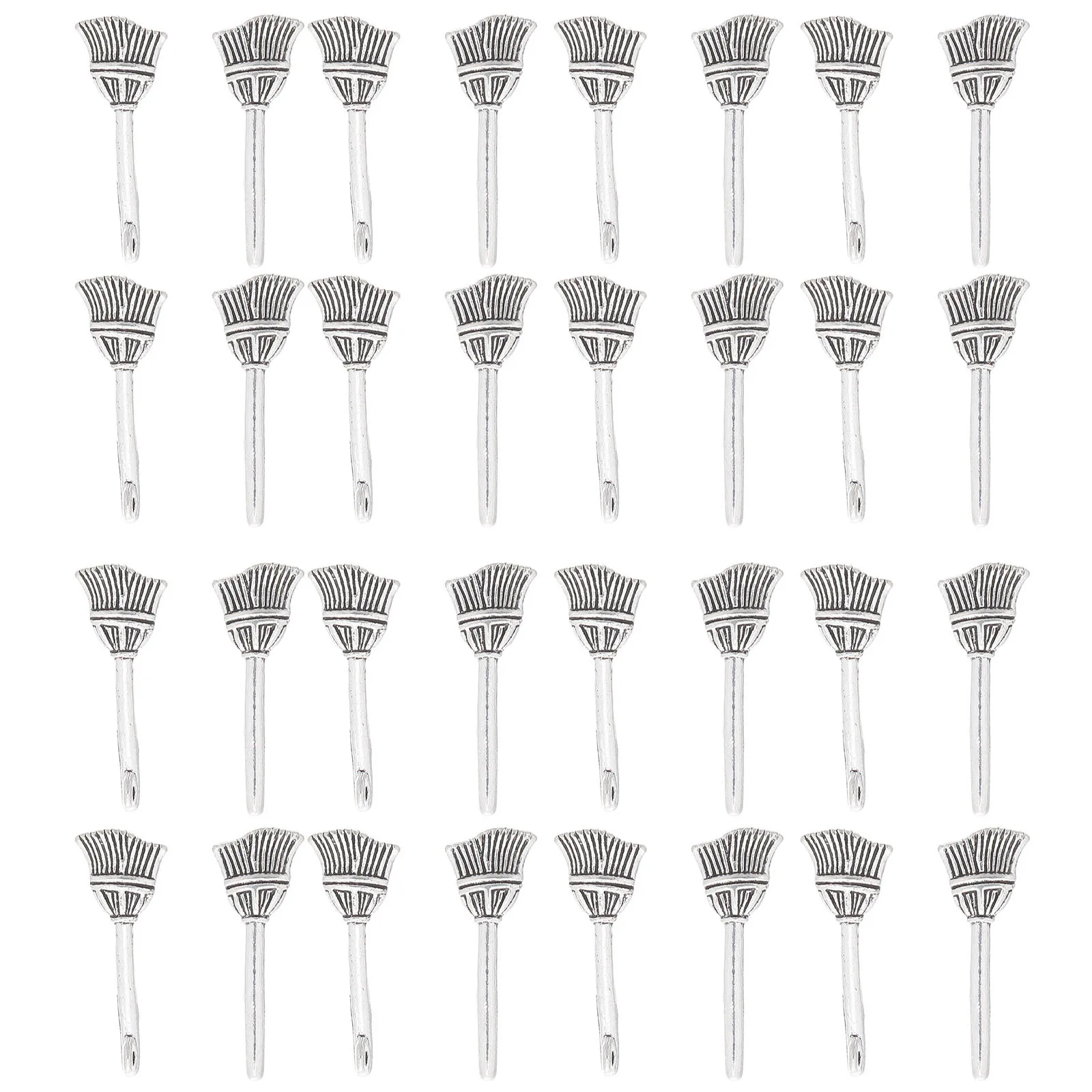 

200 Pcs Retro Broom Accessories Decoration Bracelet Silver Alloy Jewelry Pendant