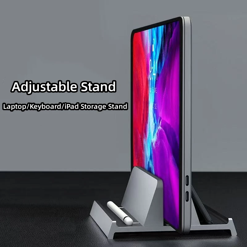 

Dual-Slot Adjustable Vertical Stand Laptop Keyboard iPad Stand ABS 4in1 Design for MacBook Laptop iPad Keyboard Display Bracket