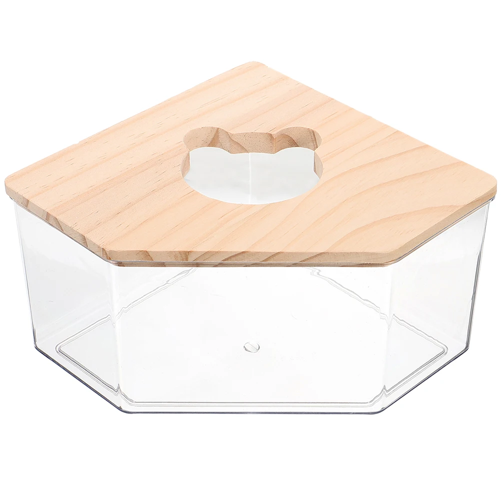 

Hamster Sand Bath Box Clear Acrylic Transparent Container Wood Lid Durable Easy Clean Storage Practical Pet Supplies Bathroom