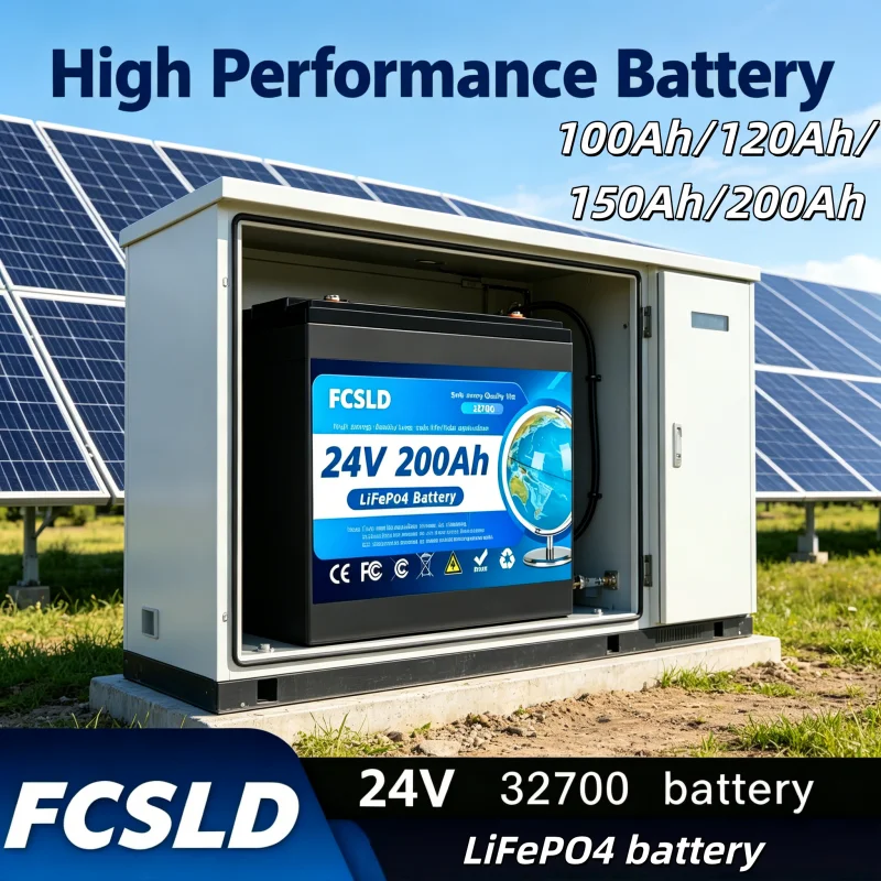 

Premium genuine 24V battery, 32700 LiFePO4 core 100Ah-200Ah. 200A built-in BMS, durable unit for off-grid solar energy storage