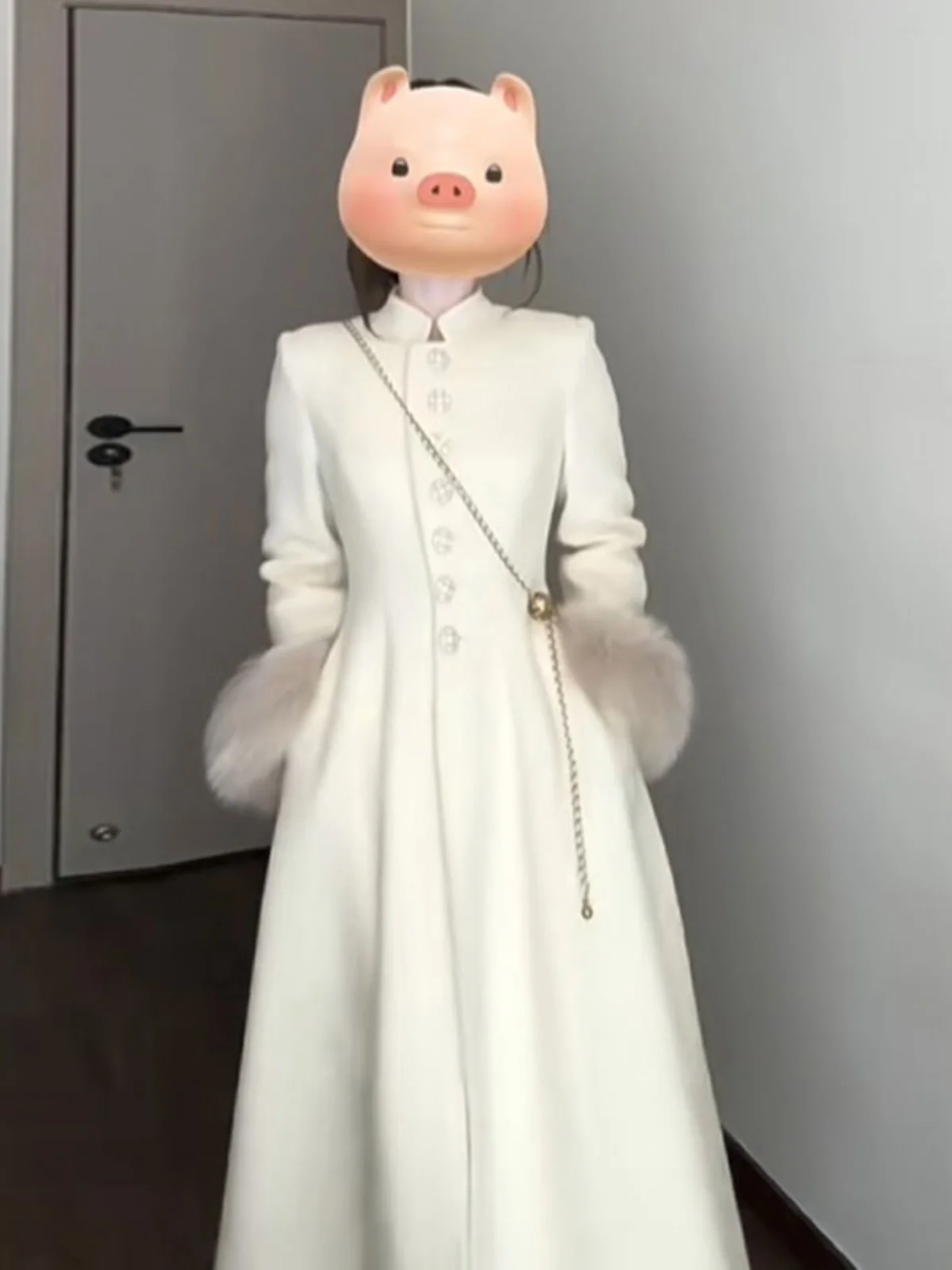 

Элегантное корейское женское шерстяное пальто с эффектом стройности талии, красивое, модное, тщательно сшитое, с длинными рукавами и пуговицами