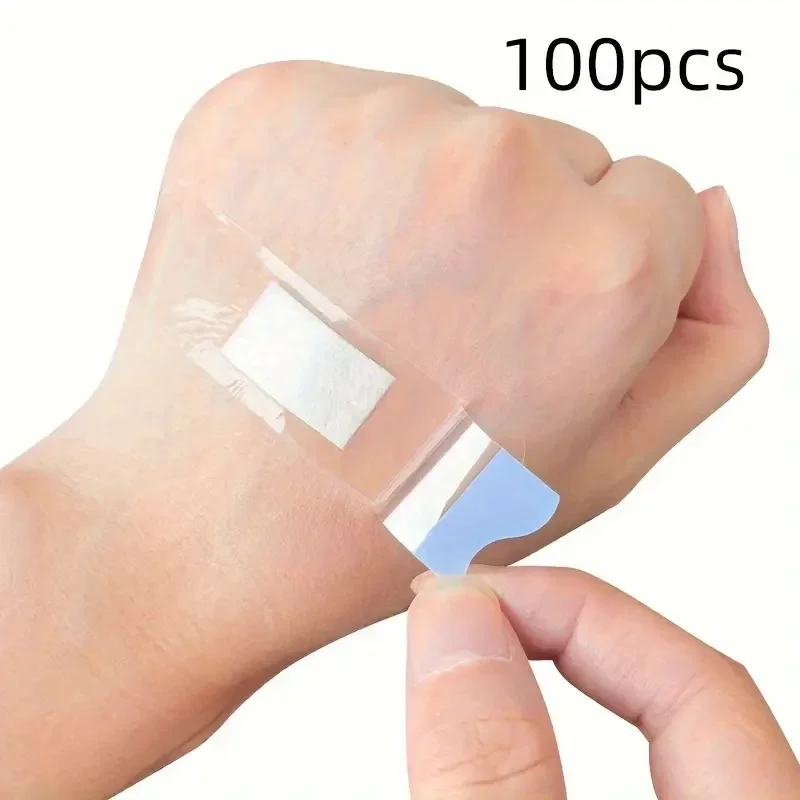 

100pcs Transparent Band Aid Waterproof Wound Strips Dressing Use for Bathing Swimming and Outdoor Activities