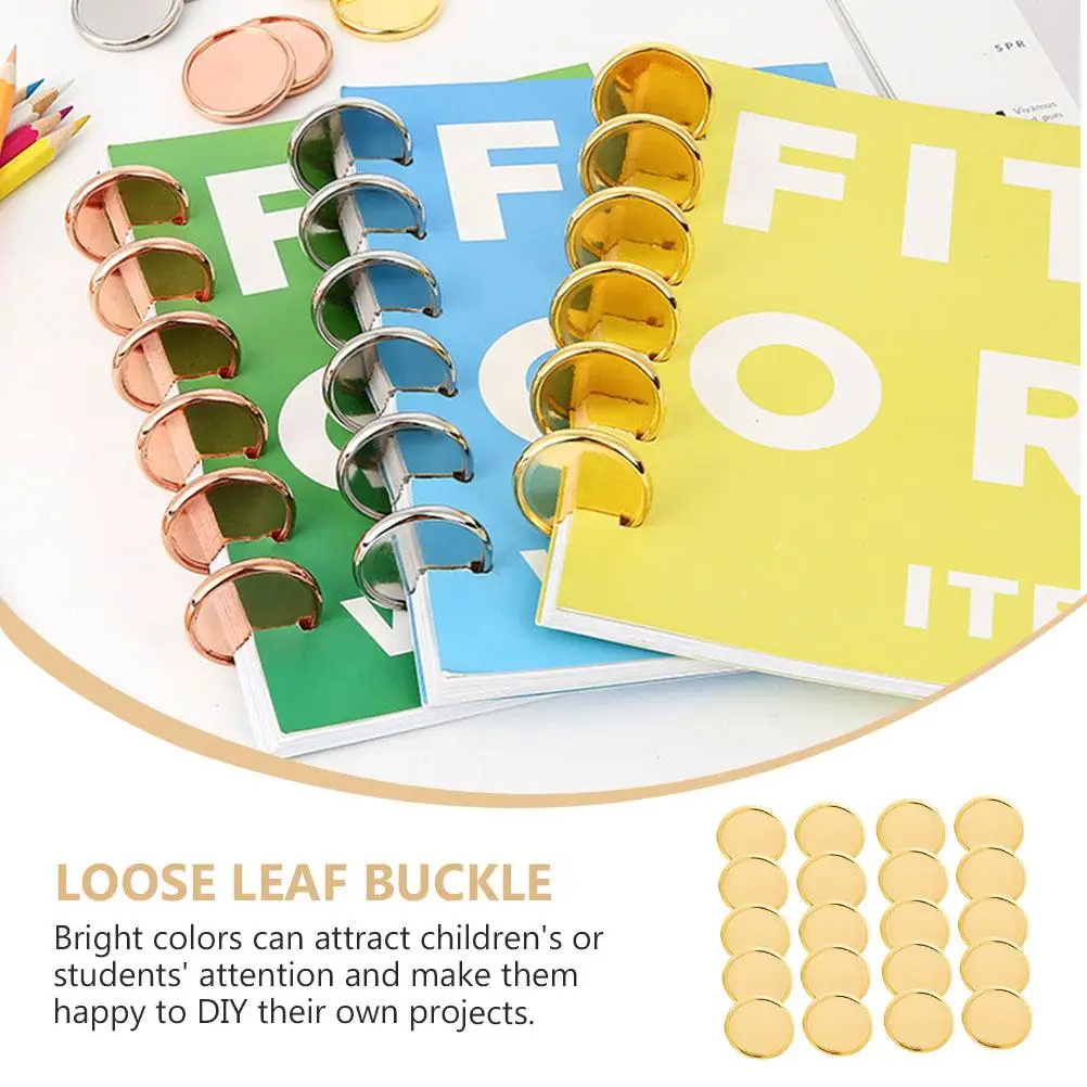 50 Pcs Hooks Loose Leaf Mushroom Buckle Notebooks Binding Rings Tool Machine Golden Plastic