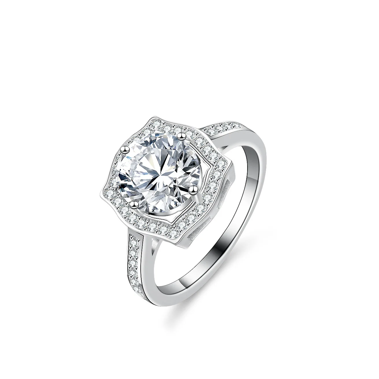 

18K Gold Ring, Moissanite, Moissanite Diamond Cross, Women's Euro American Hairy Two Carat Platinum PT950 Jewelry