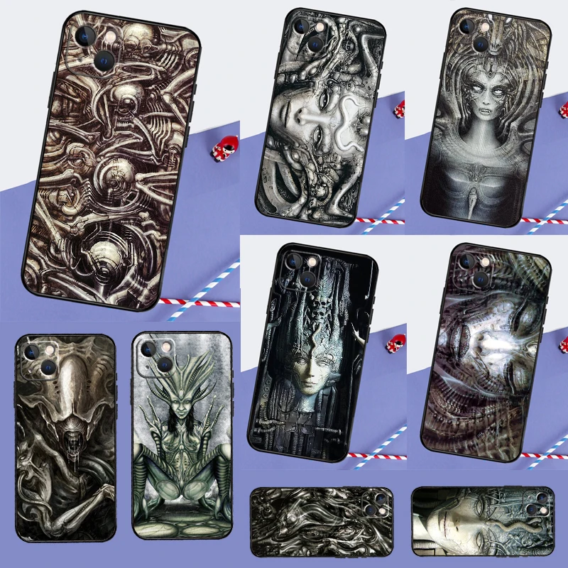 Hr Giger Li II For iPhone 16 15 14 Pro Max Phone Case For iPhone 16 15 13 11 12 Pro Max Mini 7 8 Plus XS X XR Cover