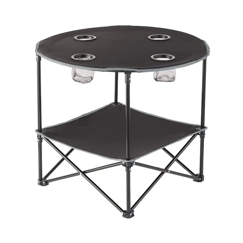 

Portable Folding Picnic Table With Bench Storage For Tailgating - Black