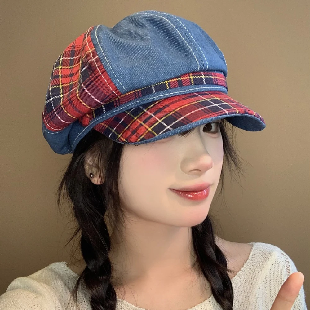 HT4853 Berets für Frauen Neue Frühling Sommer Herbst Zeitungsjunge Mütze Plaid Künstler Maler Baskenmütze Hut Weibliche Achteckige Kappe Dame Baskenmütze Kappen – Detail 8
