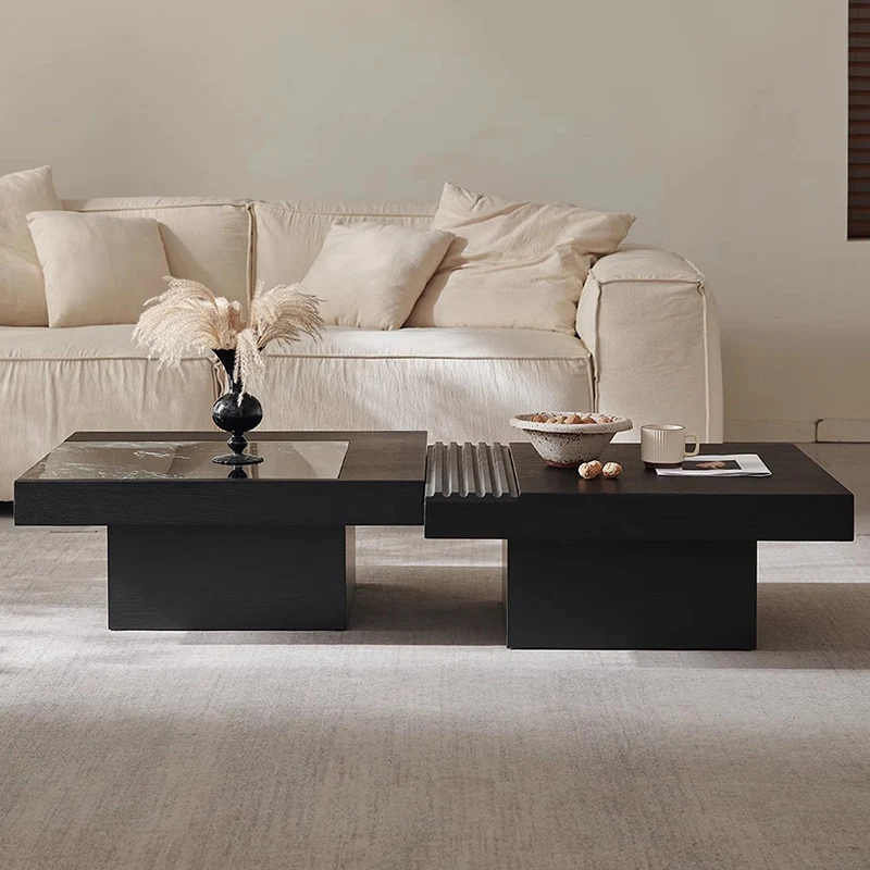 صالة سوداء لطاولة القهوة، صالة داخلية صينية غير تقليدية مبتكرة، توفر مساحة، طاولة جانبية، أثاث موفر للمساحة