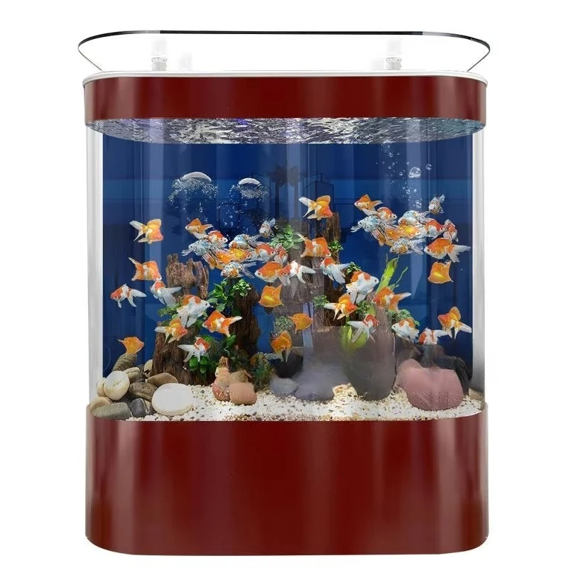 

2024 New Medium Large Household Floor-standing Wall Glass Water-free Golden Dragon Fish Tank Aquarium for Living Bedroom Dining