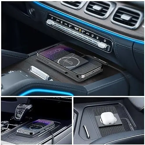 

Магнитное беспроводное зарядное устройство POLMXS для iPhone 12-15, AirPods – автомобильная зарядная панель для быстрой зарядки (C11)