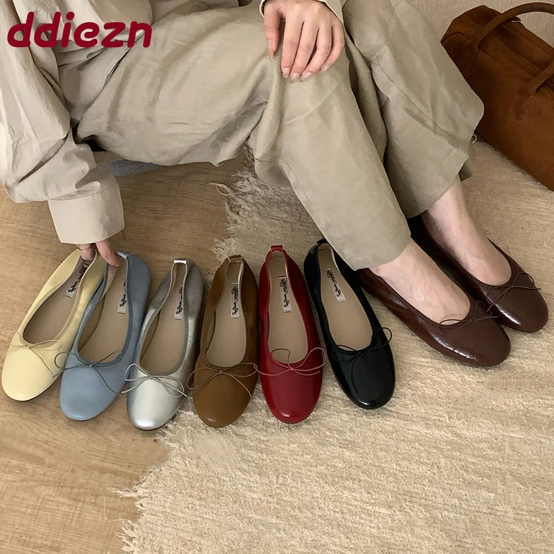

Модные женские туфли без шнуровки на плоской подошве с узлом-бабочкой, повседневная женская мягкая обувь, женские балетки на плоской подошве, танцевальная обувь, новинка 2023 года