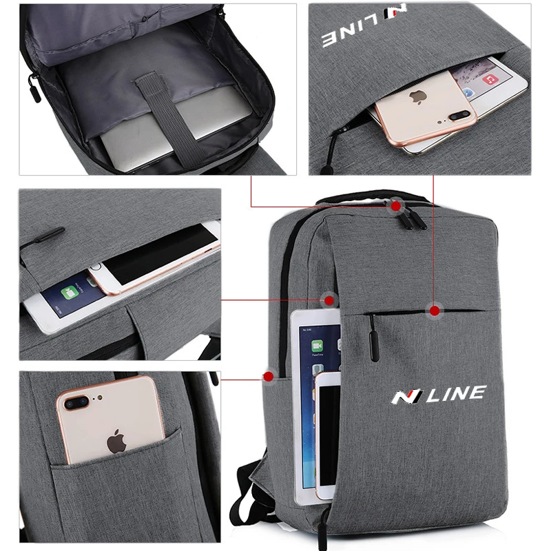 USB حقيبة مدرسية قابلة للشحن مقاوم للماء حقيبة كمبيوتر محمول لشركة هيونداي Nline IX35 I30 I20 توكسون أكسنت إلنترا جيتز جينيسيس سون