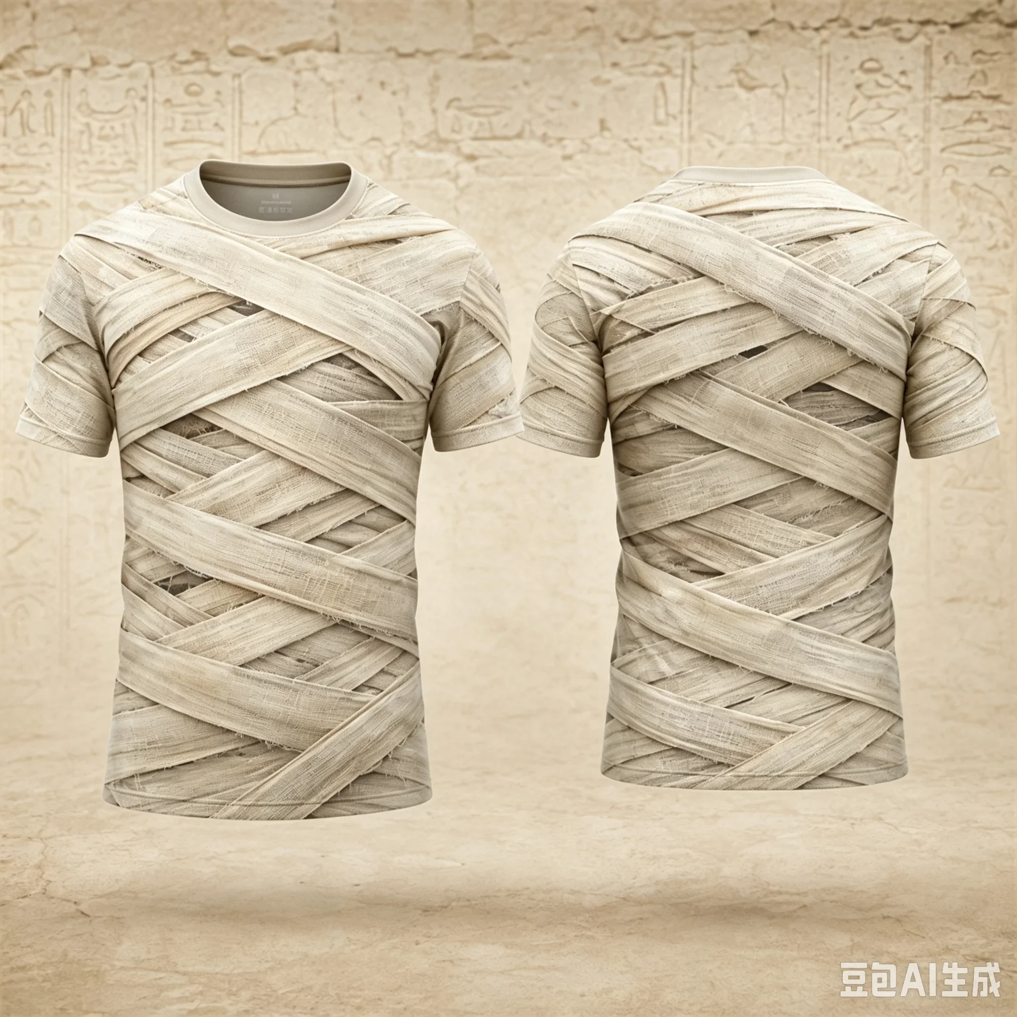Vintage Men Egypt Mummy Bandage 3D Simulation Print T‑Shirt Ancient Egyptian Style Short Sleeve Halloween Cosplay Casual Tee Top