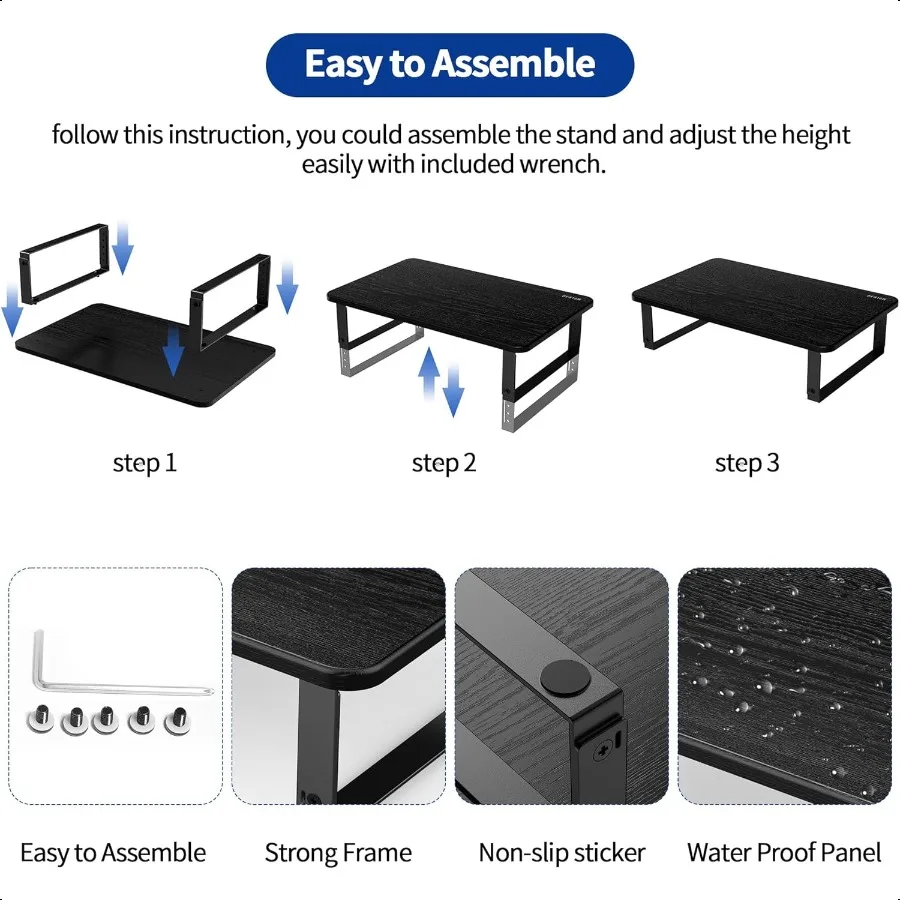 MS01 support de moniteur Riser hauteur réglable support d'ordinateur portable support de moniteur d'ordinateur pour moniteur ordinateur portable imprimante noir