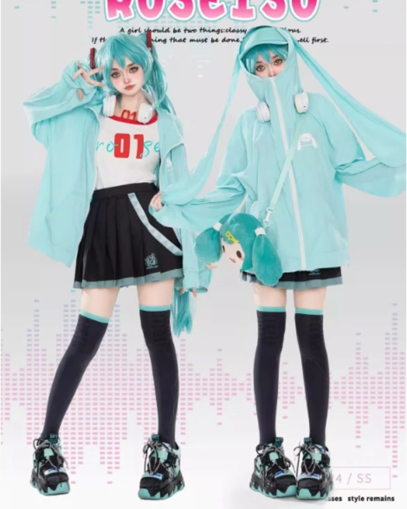 Hatsune Miku Coat Anime Peripheral Cute Cartoon Summer Sun Protection Clothing Comfortable and Breathable Japanese Kawaii Jacket