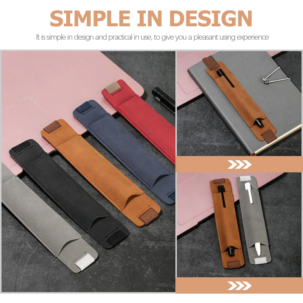 5 Pcs Elastic Journals Pen Bag Case The Notebook PU Sleeve Vintage Marker Organizer Protective Travel Belt