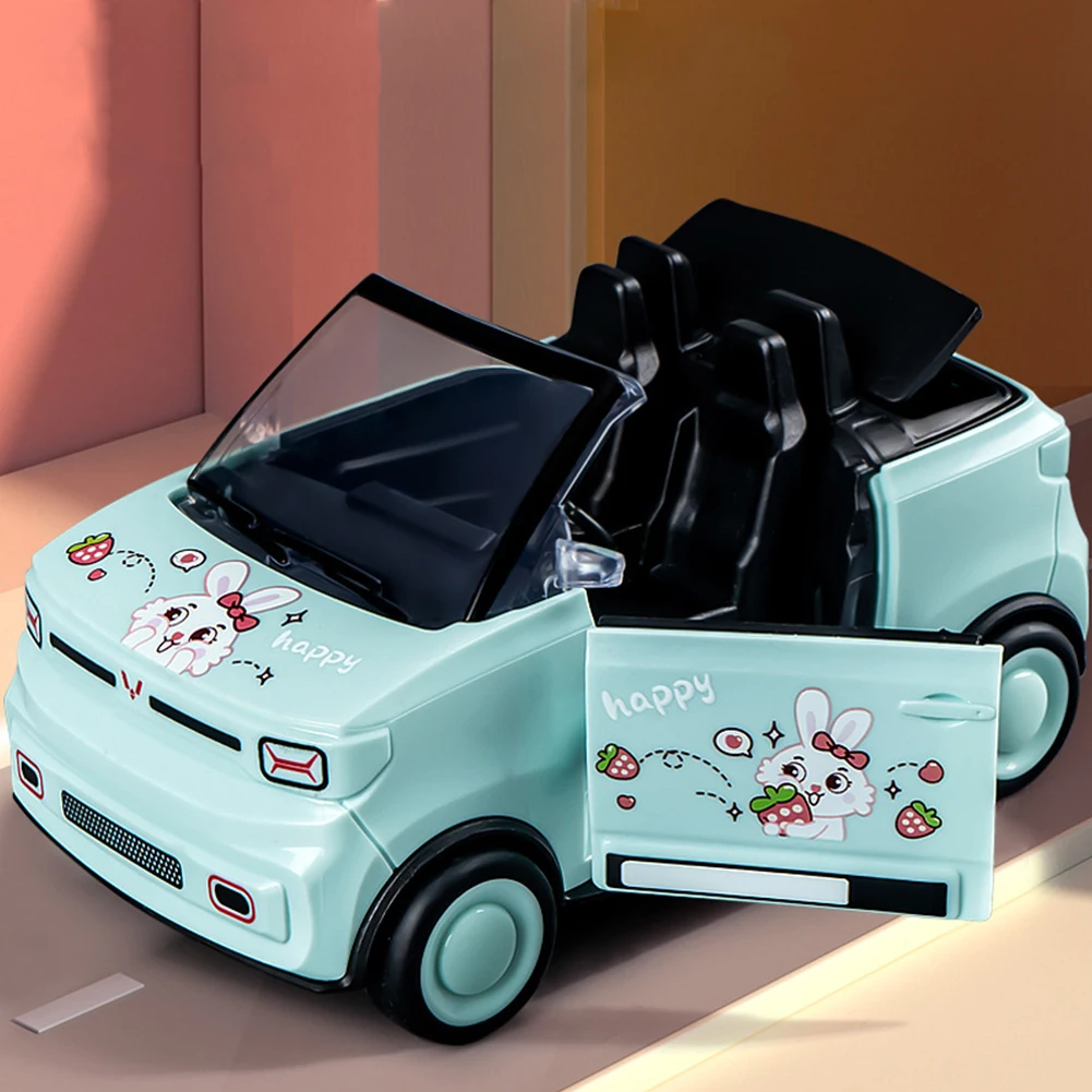 รถของเล่นดึงหลังขนาดเล็กพร้อมประตูที่เปิดได้รถของเล่นโมเดลรถเปิดประทุนแบบสองด้านสำหรับเด็กผู้ชายเด็กผู้หญิงอายุ 3 ปีขึ้นไป