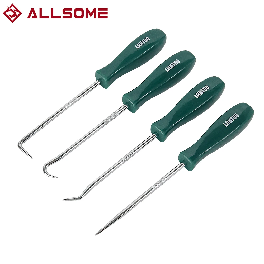 ALLSOME 4Pcs 135mm Car Auto Vehicle Oil Seal Screwdrivers Set O-Ring Gasket Puller Remover Pick Hooks Tools