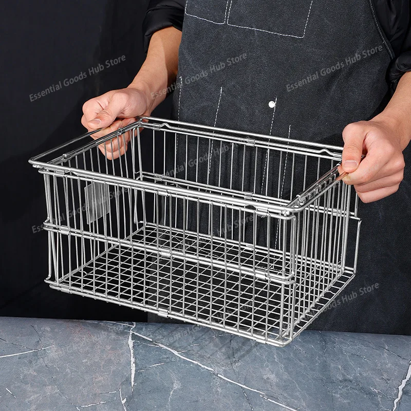 Foldable Storage Basket Space Saving Convenient Stainless Steel Folding Drainage 304 stainless steel fruit basket