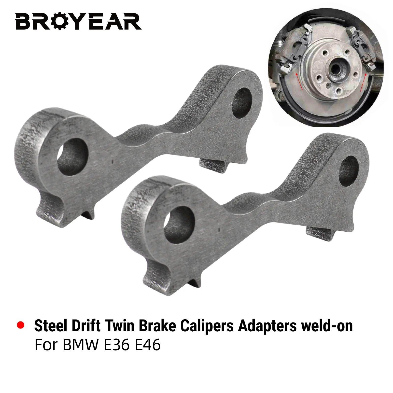 Broyear 2PCS Weld-on Drift Twin Brake Calipers Adapter For BMW E46 E36 323i 325i 328i 330i High-Strength Steel