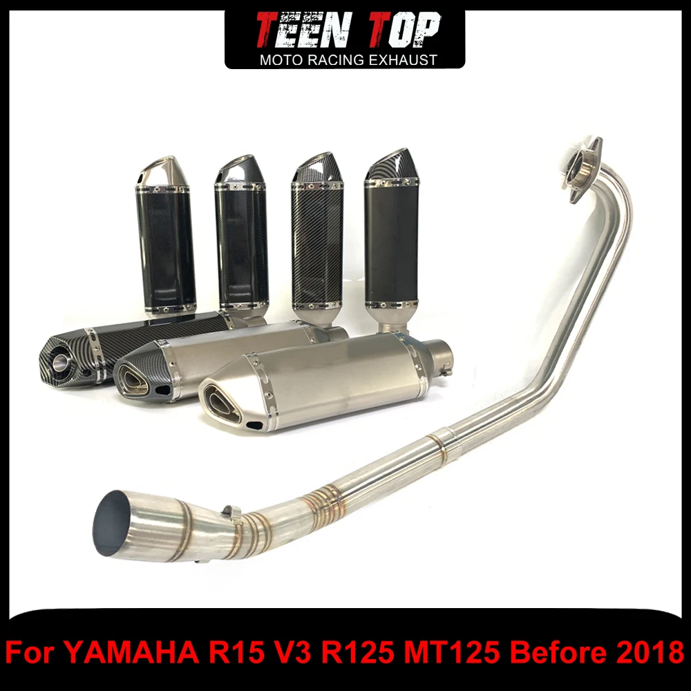 

Полные выхлопные системы мотоцикла для YAMAHA R15 V1 MT125 V2, универсальный глушитель 51 мм R15 перед 2018, стальной локоть выхлопной системы