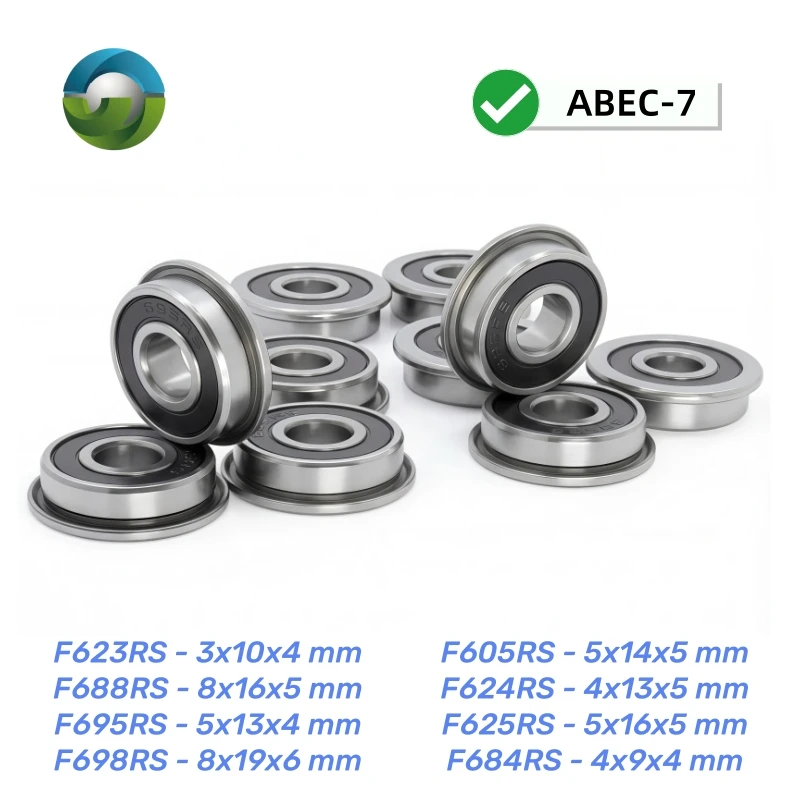10Pcs F605 F623 F695 F688 F698 F624 F625 F684 -2RS Bearing ABEC-7 Miniature Flanged Ball Bearing for VORON 3D Printer X Y Z Axis