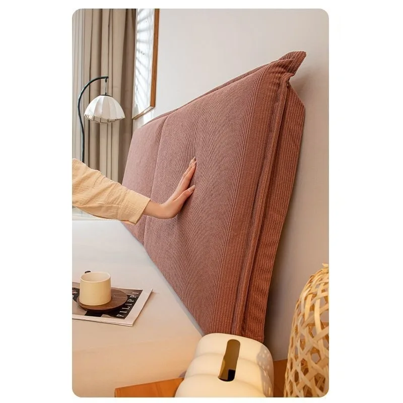 Removable and washable corduroy bedroom transformation anti-collision soft cushion solid wood bedside all-inclusive pillow
