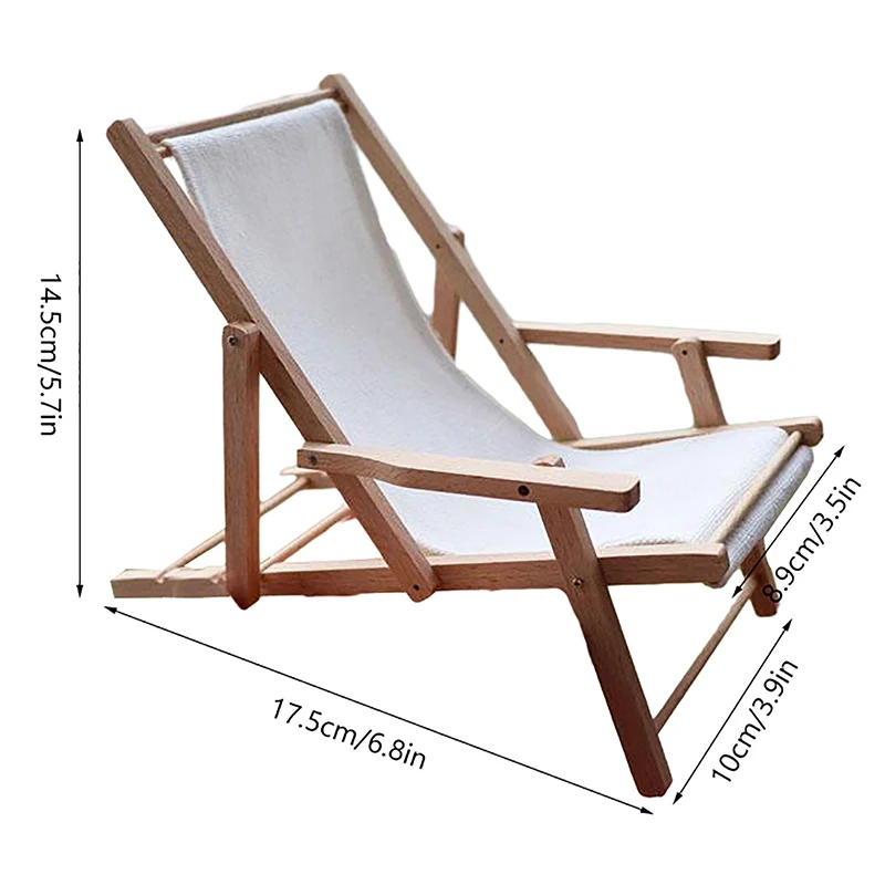 Silla en miniatura plegable para casa de muñecas, silla de salón para playa, silla de cubierta, modelo de muebles, decoración, juguete, accesorios para casa de muñecas, 1:6