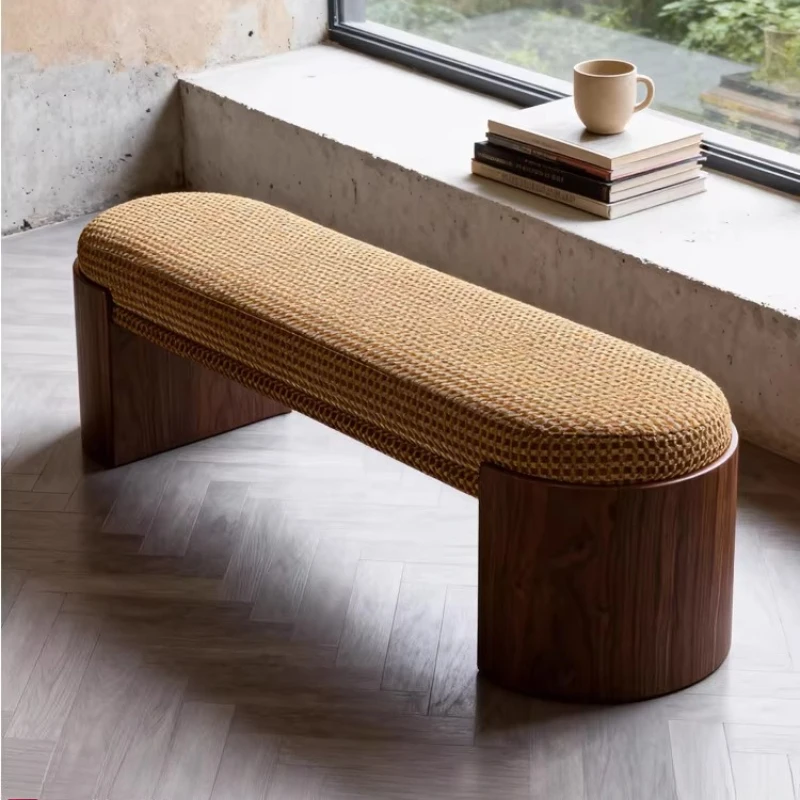 

style nostalgic retro living room home bench solid wood medieval homestay sofa stool fabric bedroom bedside stool