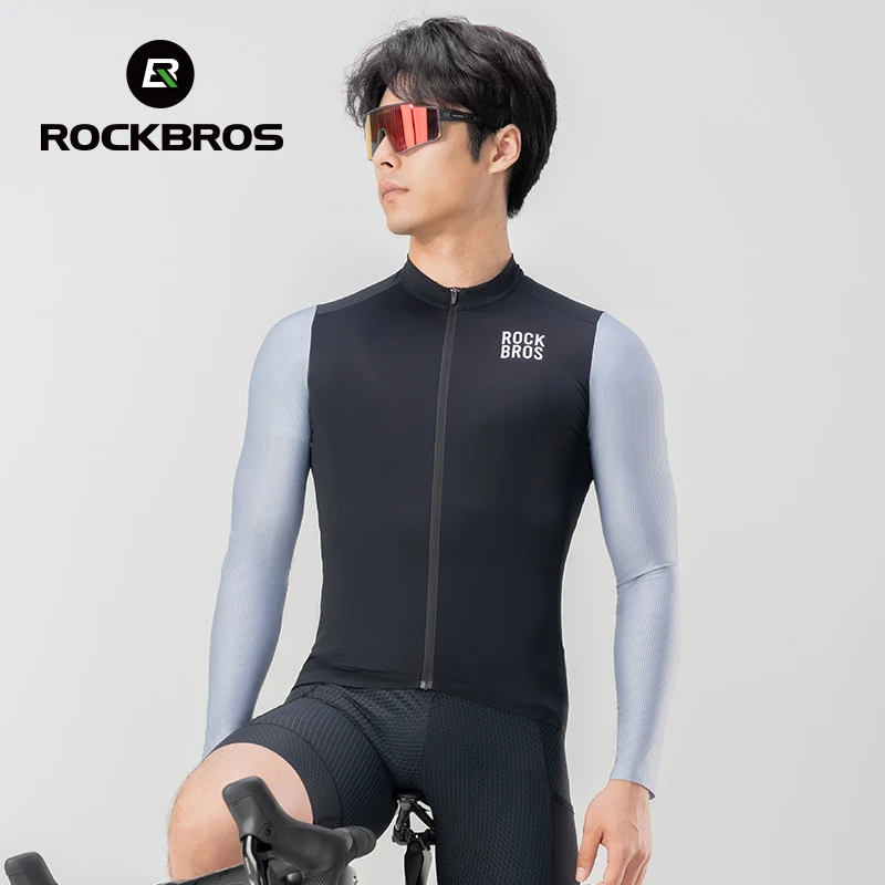 ROCKBROS 컬러 차단 사이클링 저지 남자 여름 MTB 로드 통기성 편안한 사이클링 Maillot 3D 컷 레이싱 자전거 셔츠