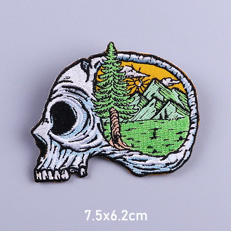 Skull Plant DIY Embroidery Patch Iron On Patches On Clothes Funny Alien Applique Patches For Clothing Stickers Fusible Patch