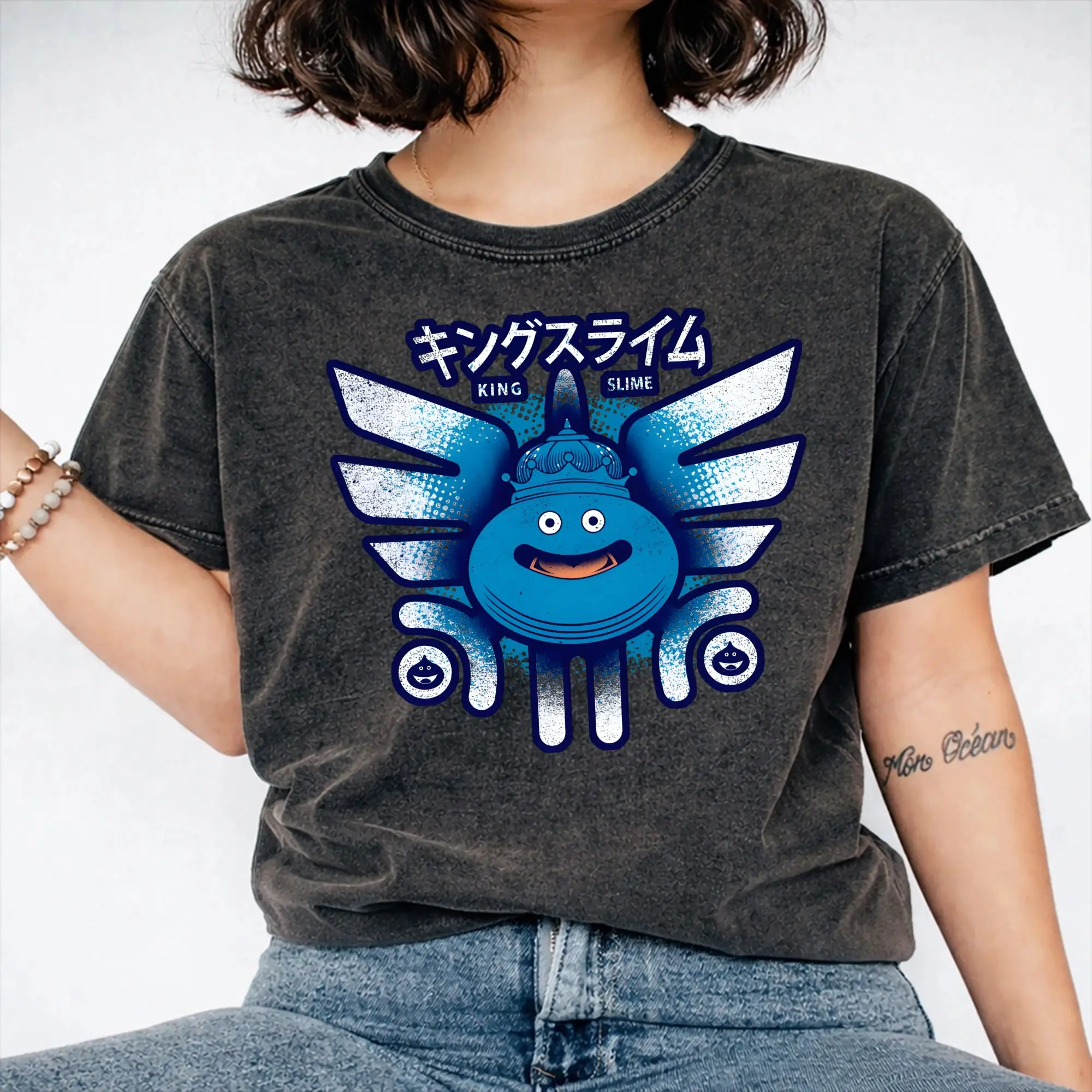 Dragon Quest Slime Merch Washed T-Shirts für Männer und Frauen, Streetwear, Hip-Hop-T-Shirt, Sommer-T-Shirts, Tops, kurze Ärmel