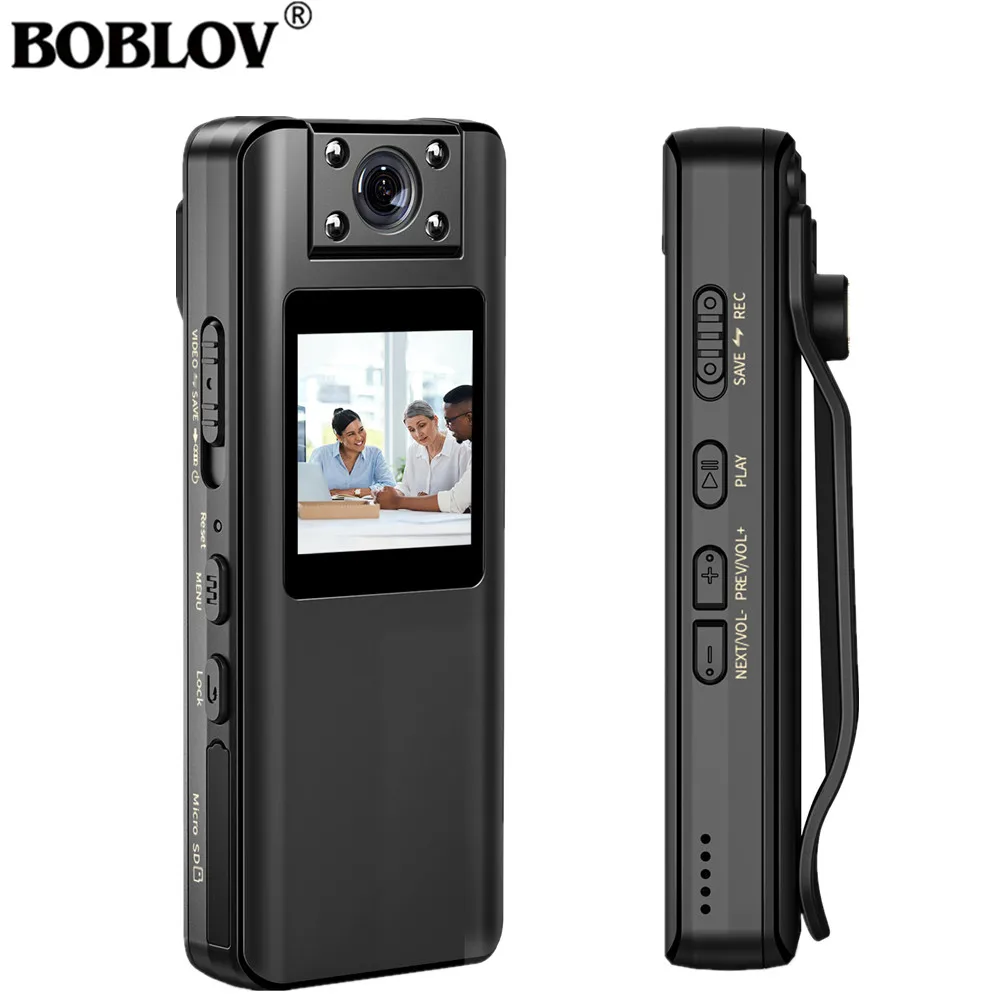 

BOBLOV A22 Mini Body Camera 180 Degrees Rotatable Lens 1080P HD Small Body Camera with LED Screen Support 4 Hours Recording Cam