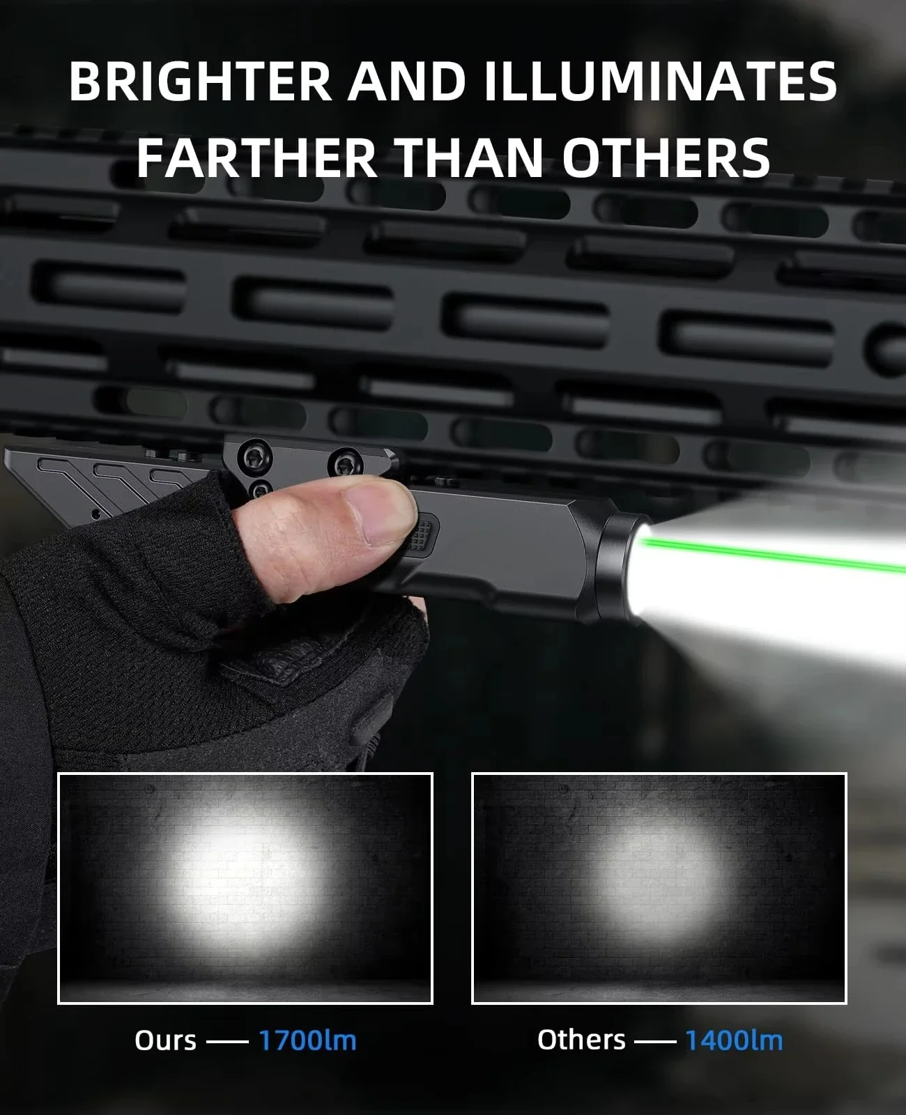 Richfire 2 in 1 Multifunctional Tactical Flashlight 1700LM White&Green Combo with Magnetic Rechargeable for Hunting Self Defense