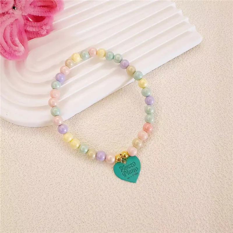 New Macarone Heart Pet Dog Necklaces for Chihuahua Bomei Dopamine Colorized Summer Kitten Neck Chain Pearl Solid Pet Accessories