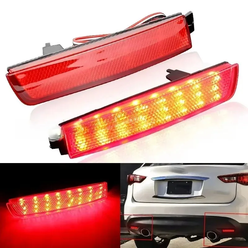 

New for Tail Brake Light 2pcs Red Lens Rear Bumper Reflector Lamp LED Nissan Juke Murano Quest Sentra Infiniti FX35 265605C0