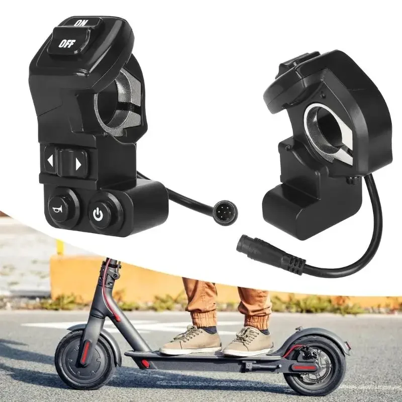 

Electric Scooter Handle Control Switches for Max Waterproof 6 Pin 4 Function Handlebar Switches Turn Horn Button X37F