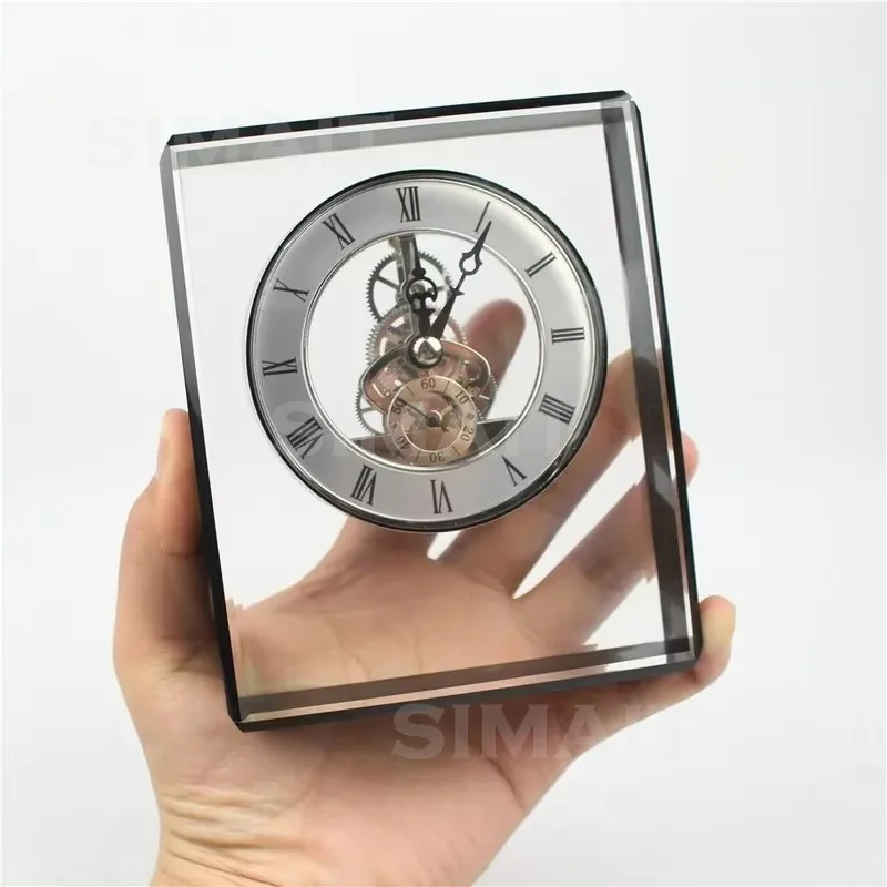 Luxury Crystal Table Clock Silent Nordic Style Mechanical Gear Desk Clock Home Decor for Living Room Bedroom Gift