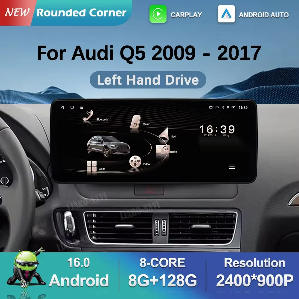 DSP Stereo Navigation GPS Android 16 for Audi Q5 2009 - 2017 BT Car Radio Video Multimedia Player Carplay 4G Auto Accessories