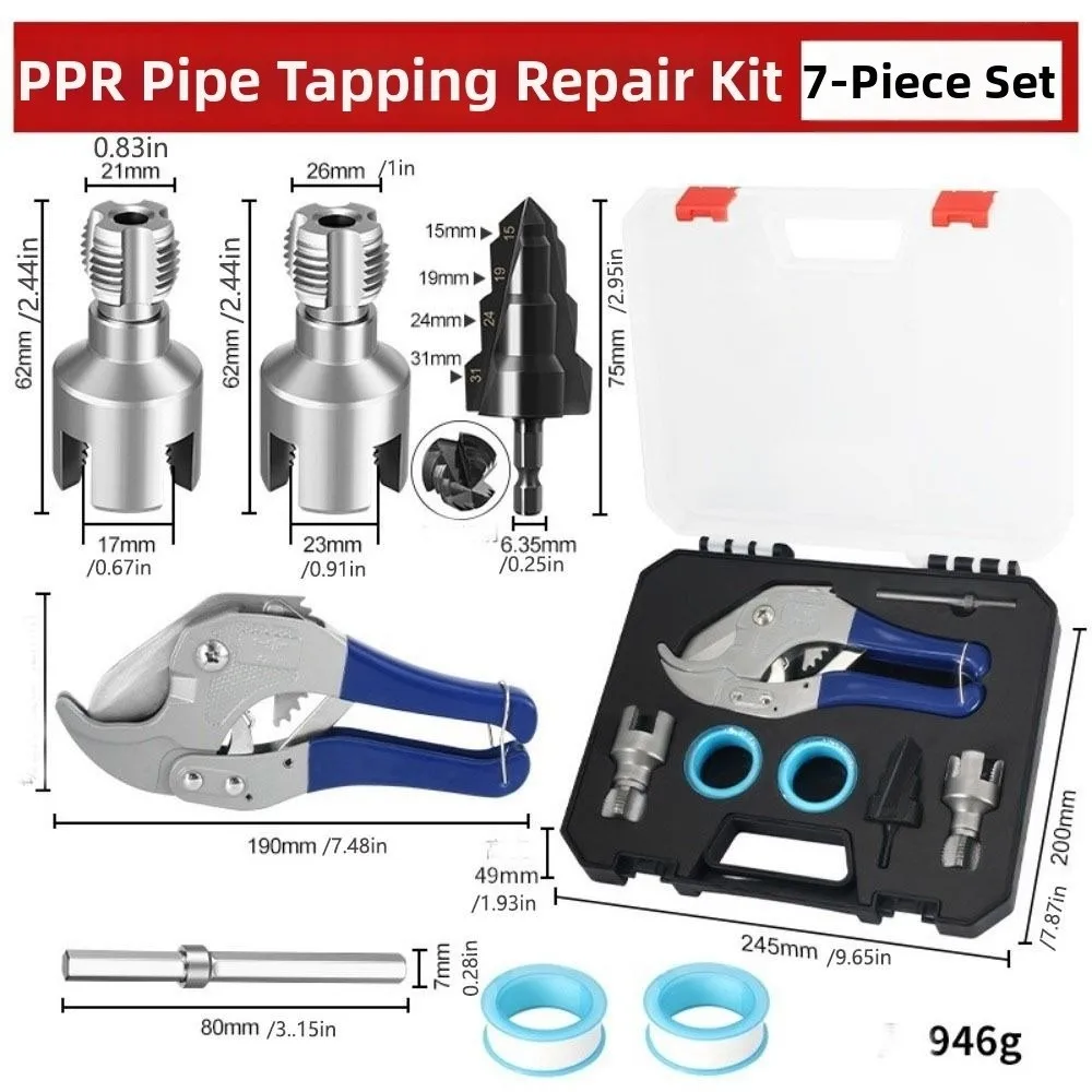 7 stks/set Complete Threading Kit PPR Pijp Threading Kit Sterft Ruimer Binnengat Opener Sanitair PPR Pijp Kit