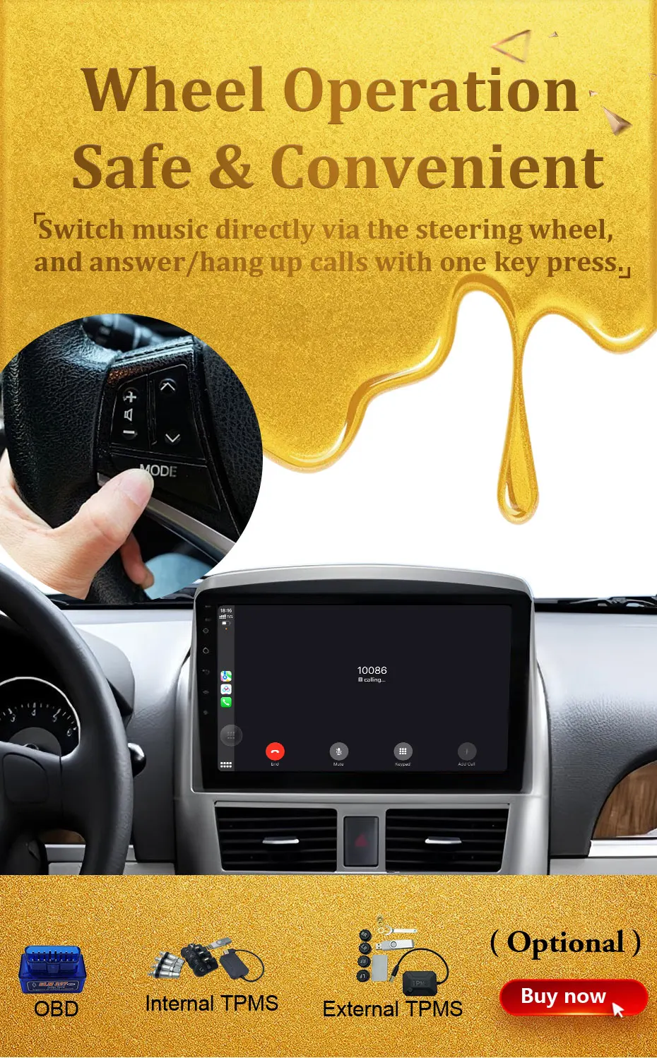 Kabelloses CarPlay Android 16 Auto-Radio mit geteiltem Bildschirm für Ford Ka 2008 - 2014 GPS-Navigation DSP Video BT 4G Head Unit WIFI – Detail 9