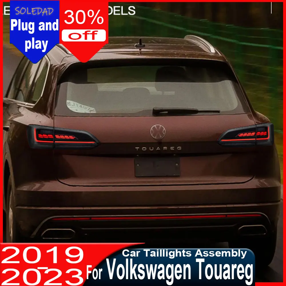 Car Taillights For VW Touareg 2019 2020 2021 2022 2023 LED Rear Back Lamps Assembly Upgrade Dragon Scale Streamer Tail Lights